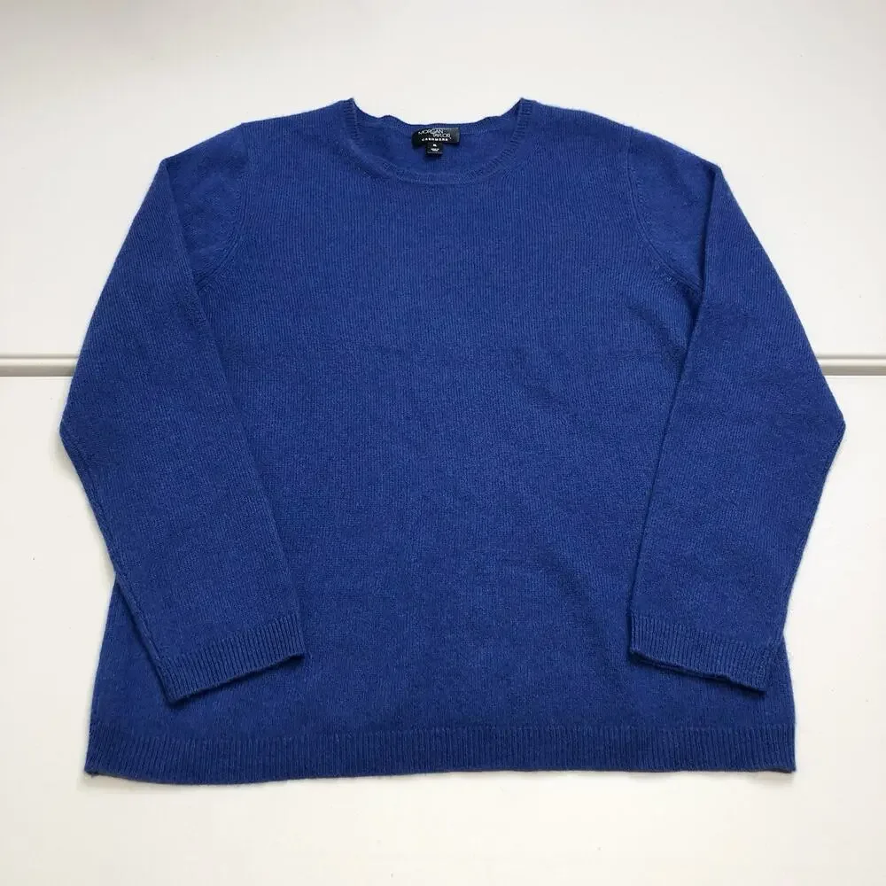 Morgan Taylor Women’s Super Soft 100% Cashmere Blue Crew Neck Sweater Size XL